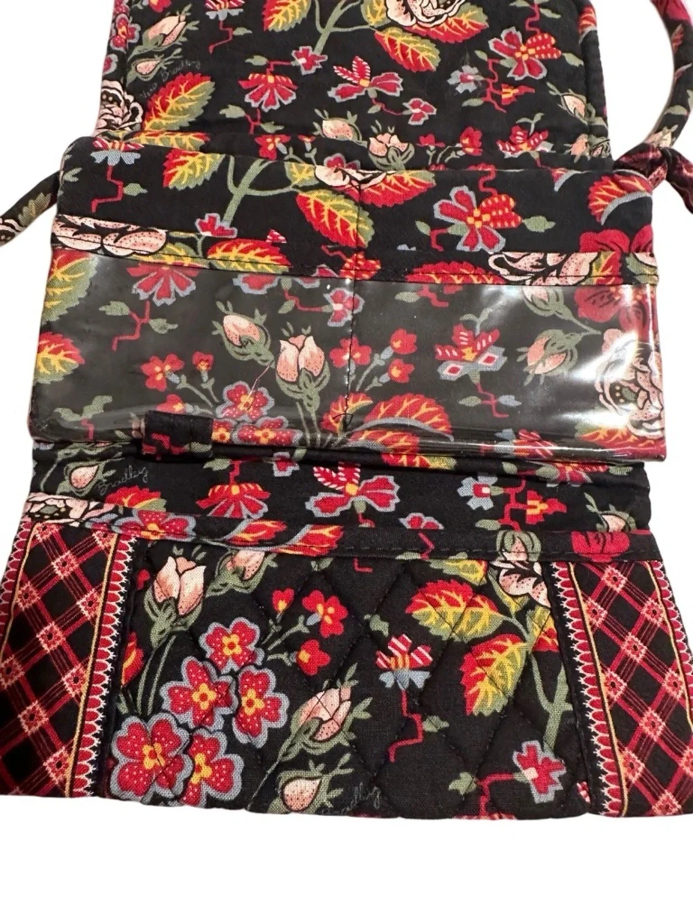 Vintage Vera Bradley Anastasia Floral Crossbody Black Red Roses Wallet Mini Bag - Picture 6 of 16